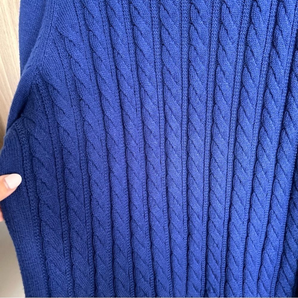 Talbots Cable Crewneck Blue Sweater Long Sleeve Buttons Cotton Plus Size 3X - Picture 4 of 8
